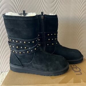 ugg australia clovis black suede studded boots